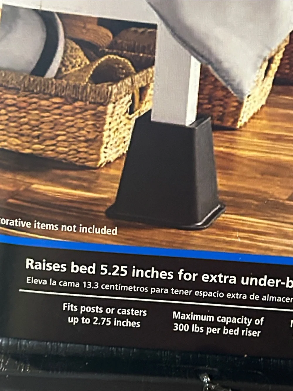 Mainstays Black Bed Risers 4-Pack - Stackable Furniture Lifts